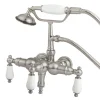 Vintage 3-3/8" Brass Wall Mount Clawfoot Tub Filler with Hand Shower Tub Faucets
