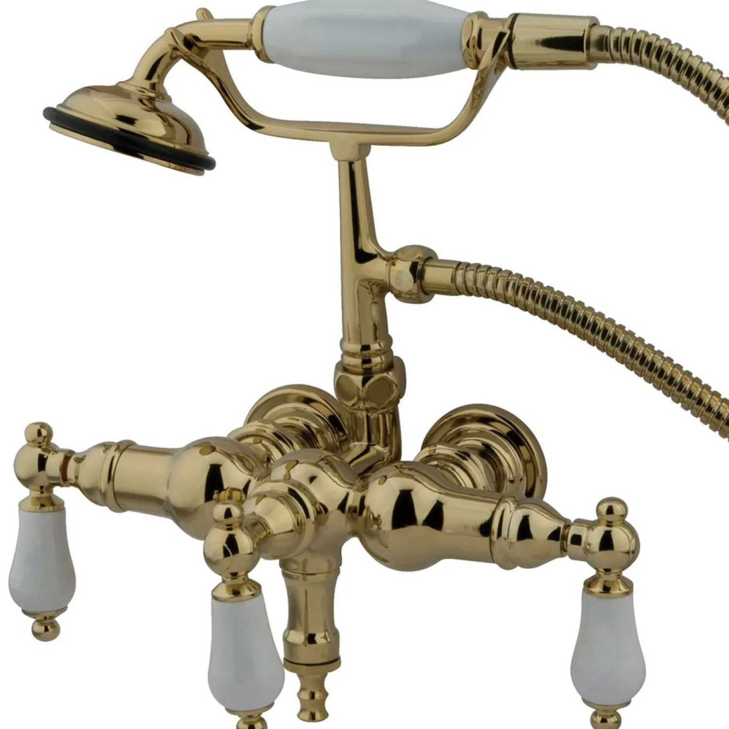 Vintage 3-3/8" Brass Wall Mount Clawfoot Tub Filler with Hand Shower Tub Faucets