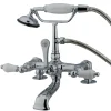 New Vintage 7" Brass Clawfoot Deck Mount Tub Filler with Hand Shower Tub Faucets