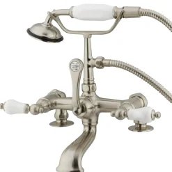 New Vintage 7" Brass Clawfoot Deck Mount Tub Filler with Hand Shower Tub Faucets