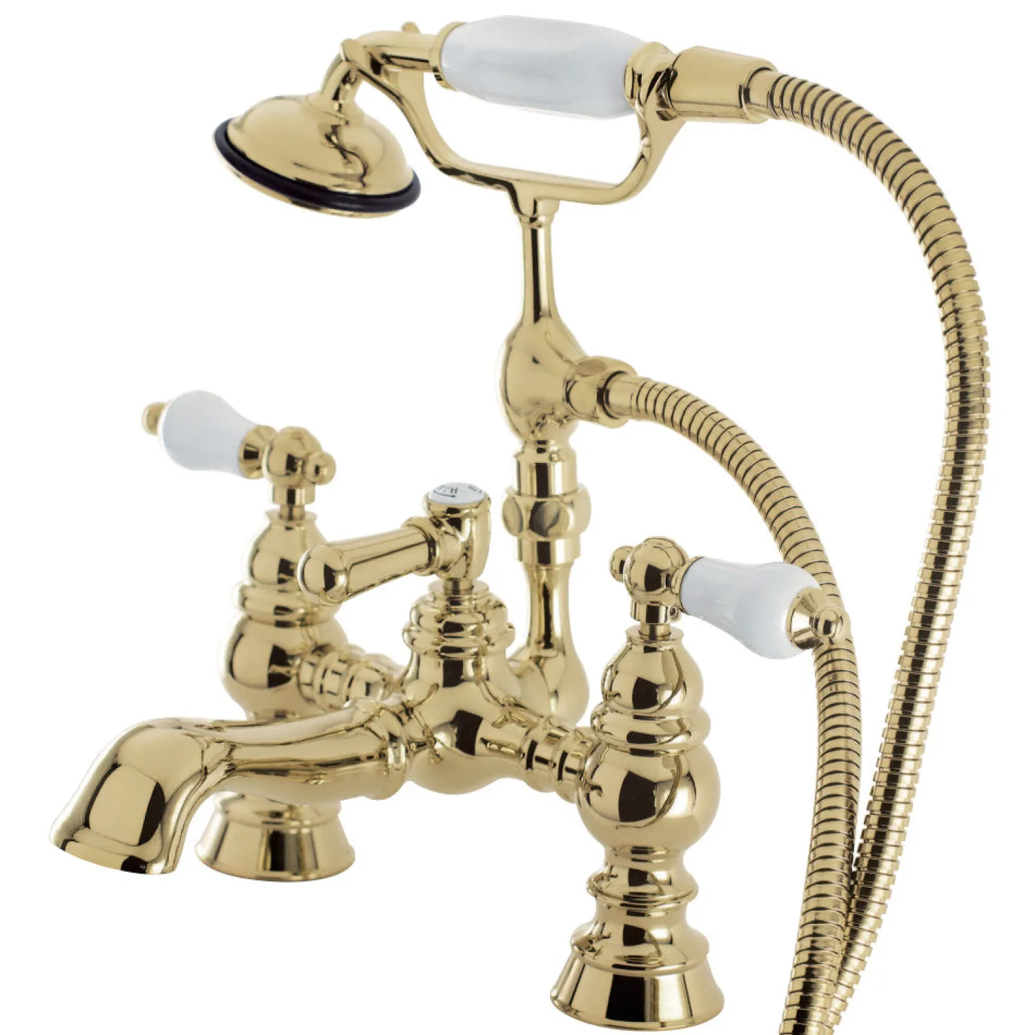 Sale Vintage 7" Brass Classic Deck Mount Clawfoot Tub Filler with Hand Shower Tub Faucets