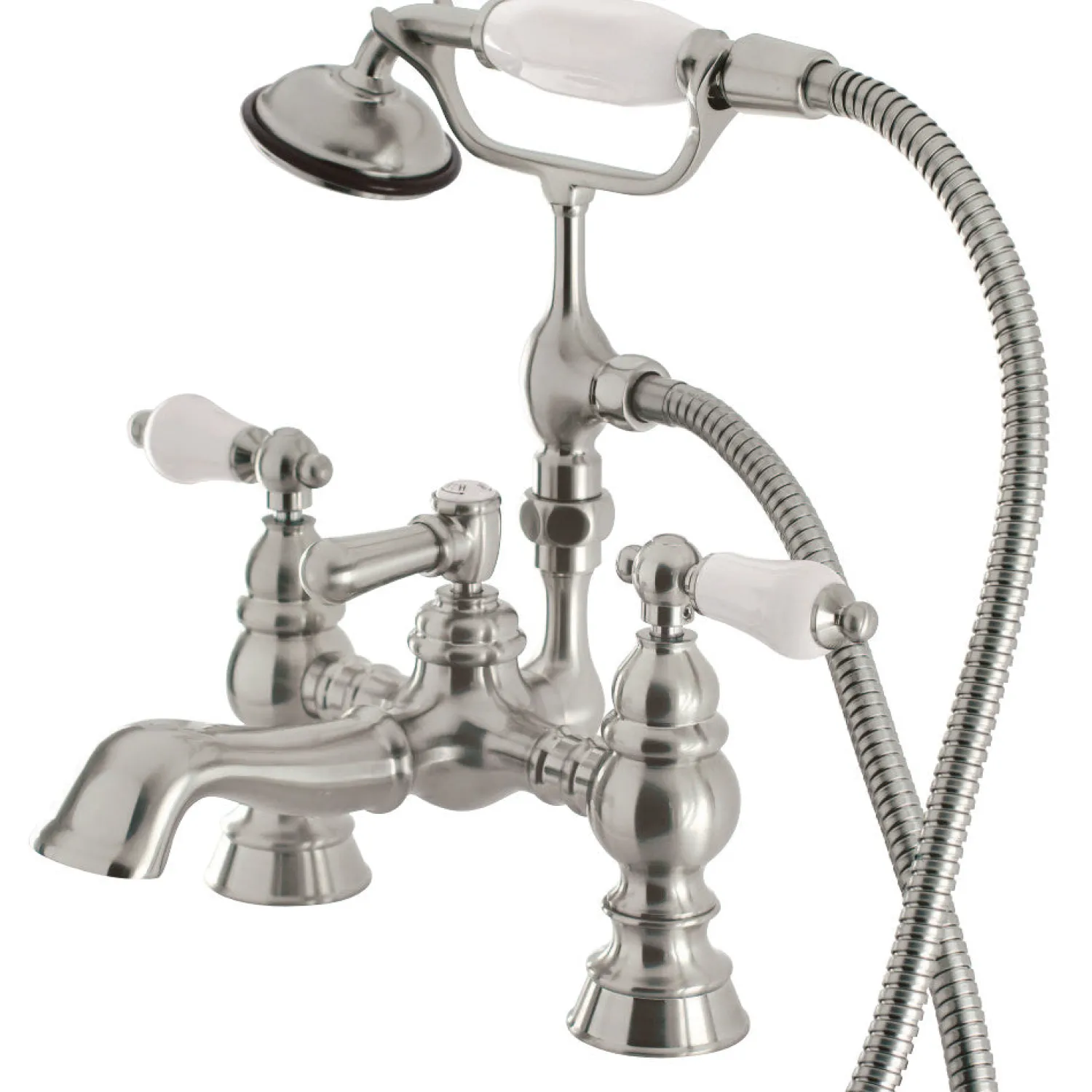 Sale Vintage 7" Brass Classic Deck Mount Clawfoot Tub Filler with Hand Shower Tub Faucets