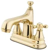 Hot Vintage 4" Centerset Two Handle Lavatory Faucet with Brass Pop-up 4" Center Set