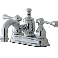 Best Vintage 4" Centerset Lavatory Faucet with Heritage Spout and Metal Lever Handle 4" Center Set