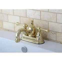 Best Vintage 4" Centerset Lavatory Faucet with Heritage Spout and Metal Lever Handle 4" Center Set