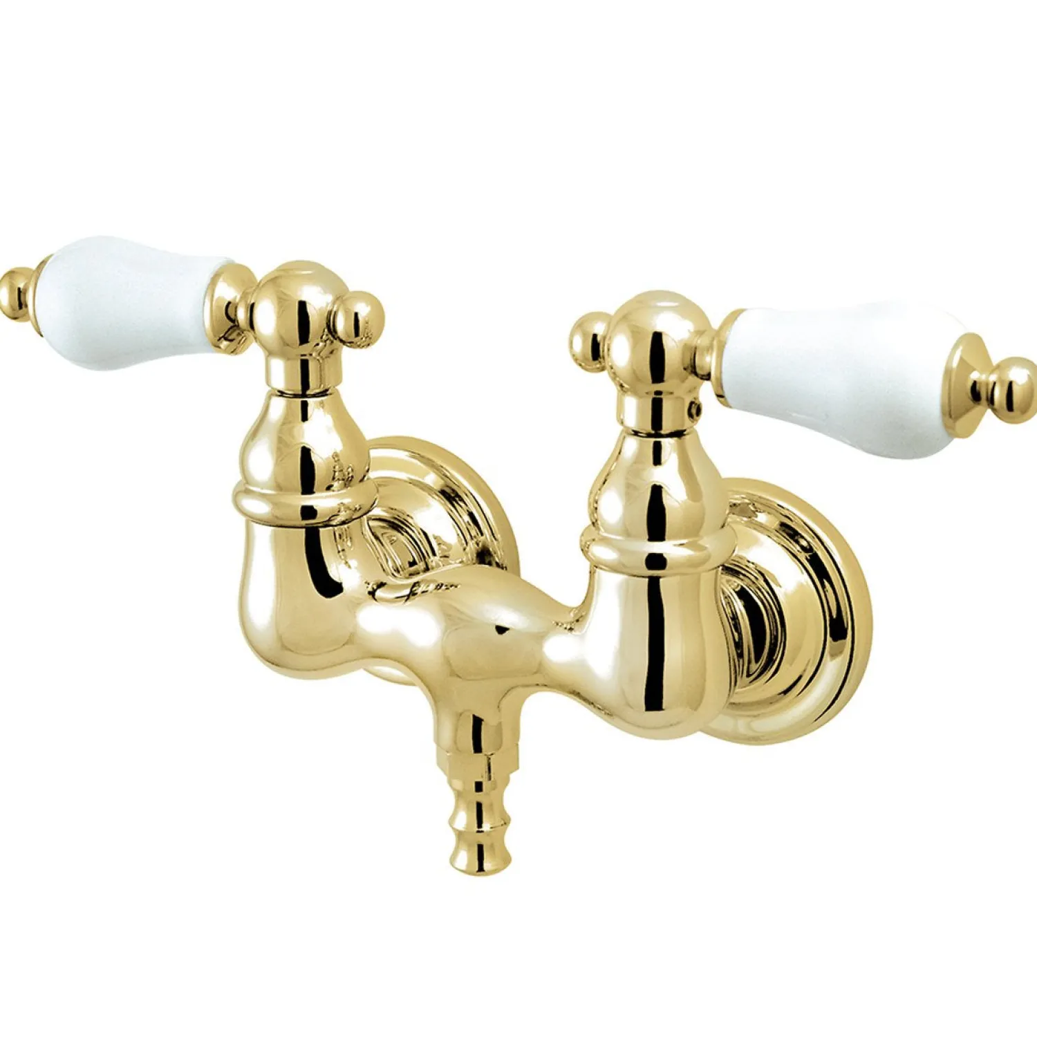 Outlet Vintage 3-3/8" Centers Brass Wall Mount Clawfoot Tub Filler Tub Faucets