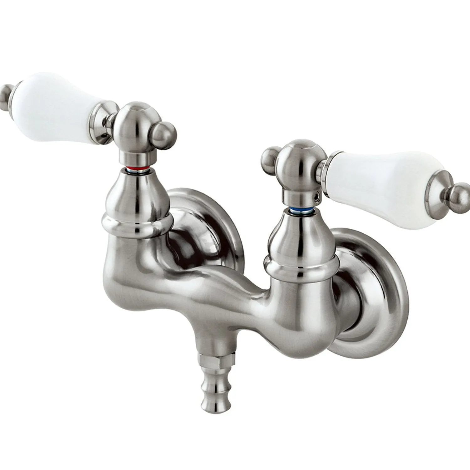 Outlet Vintage 3-3/8" Centers Brass Wall Mount Clawfoot Tub Filler Tub Faucets