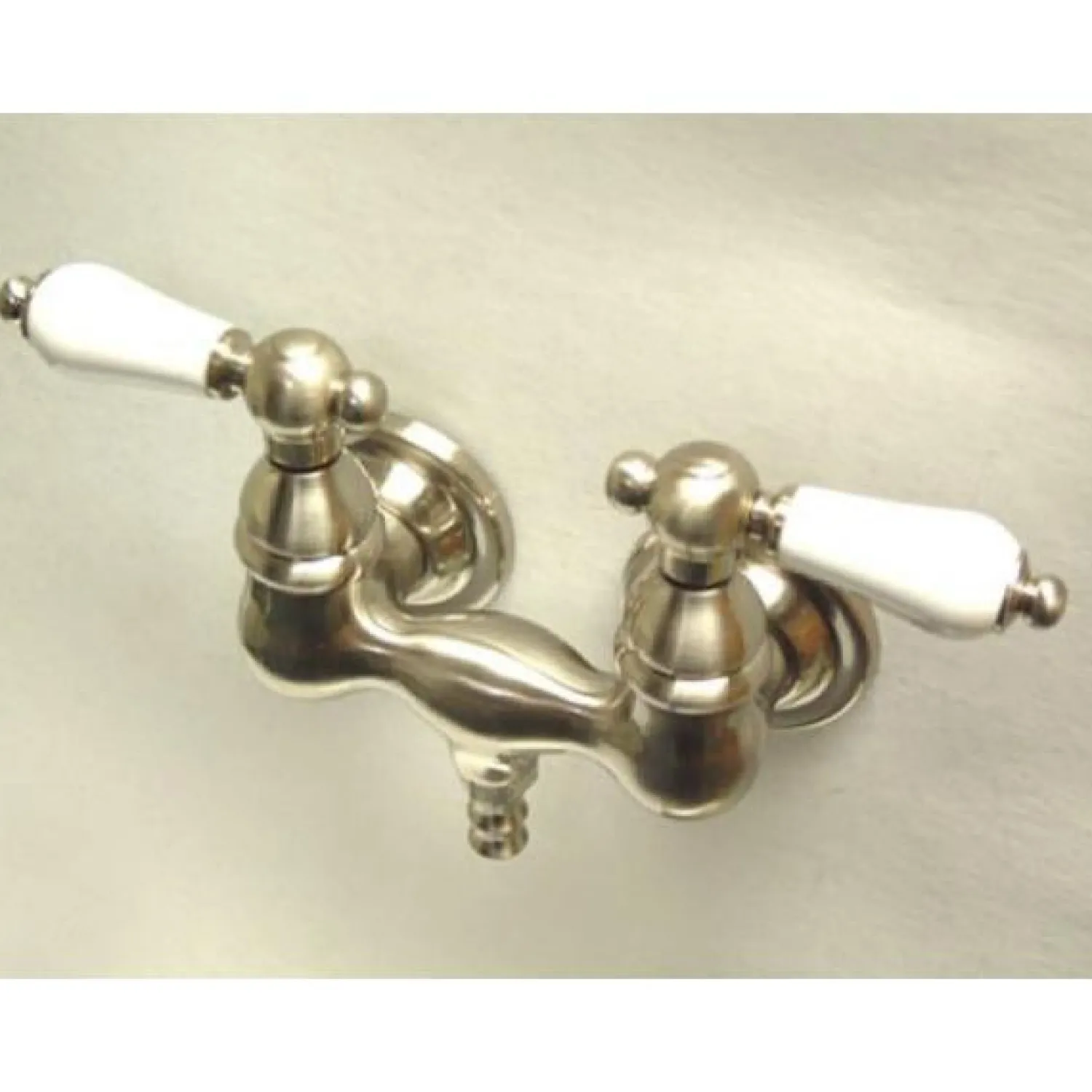 Outlet Vintage 3-3/8" Centers Brass Wall Mount Clawfoot Tub Filler Tub Faucets