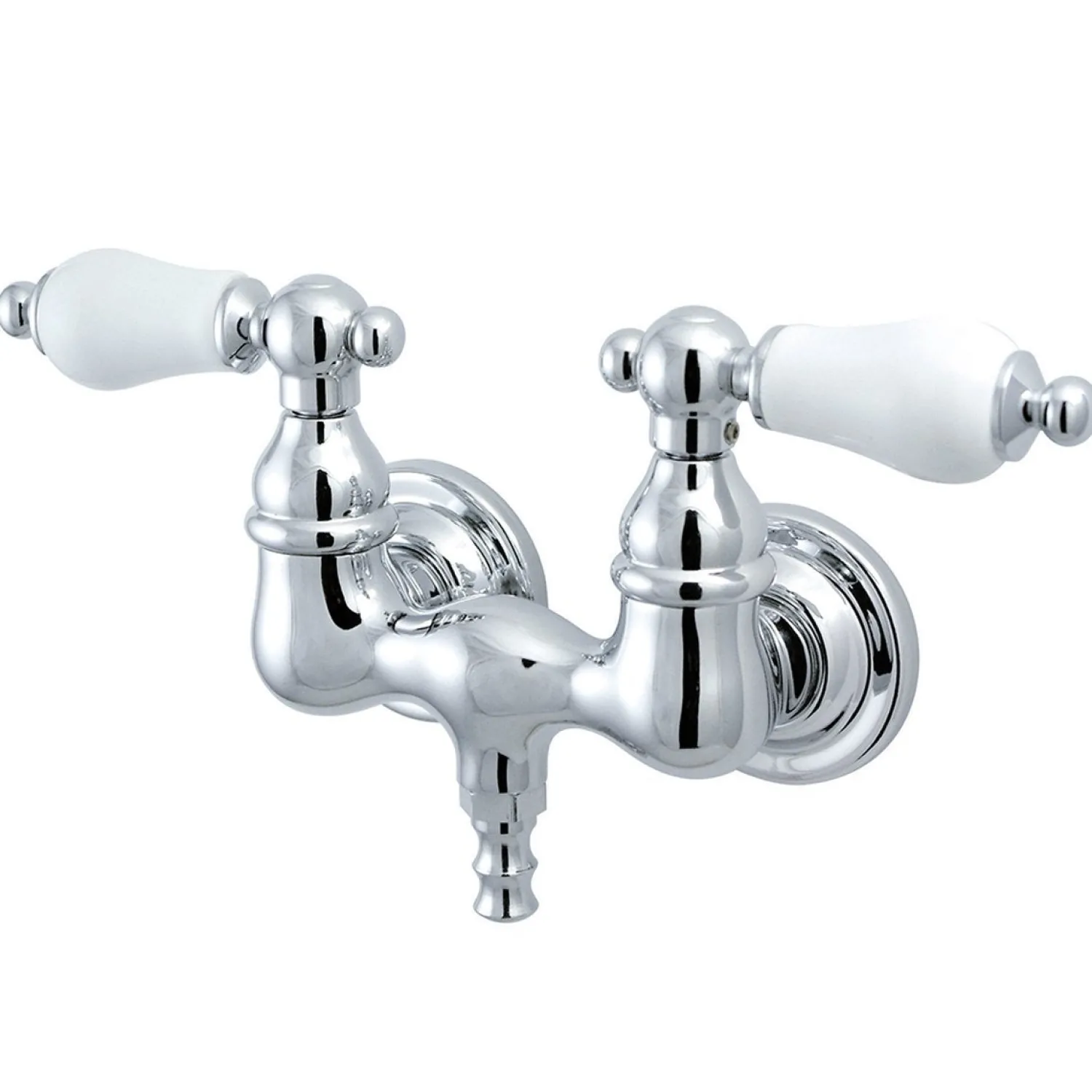 Outlet Vintage 3-3/8" Centers Brass Wall Mount Clawfoot Tub Filler Tub Faucets