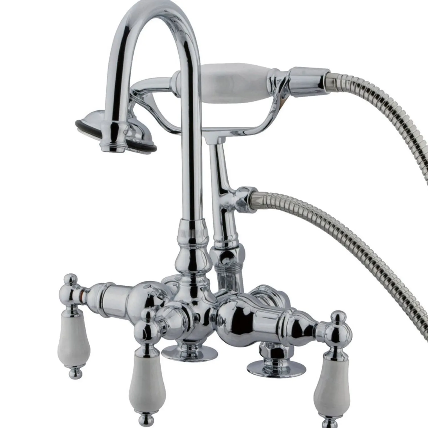 Best Vintage 3-3/8" Classic Clawfoot Deck Mount Tub Filler with Hand Shower Tub Faucets