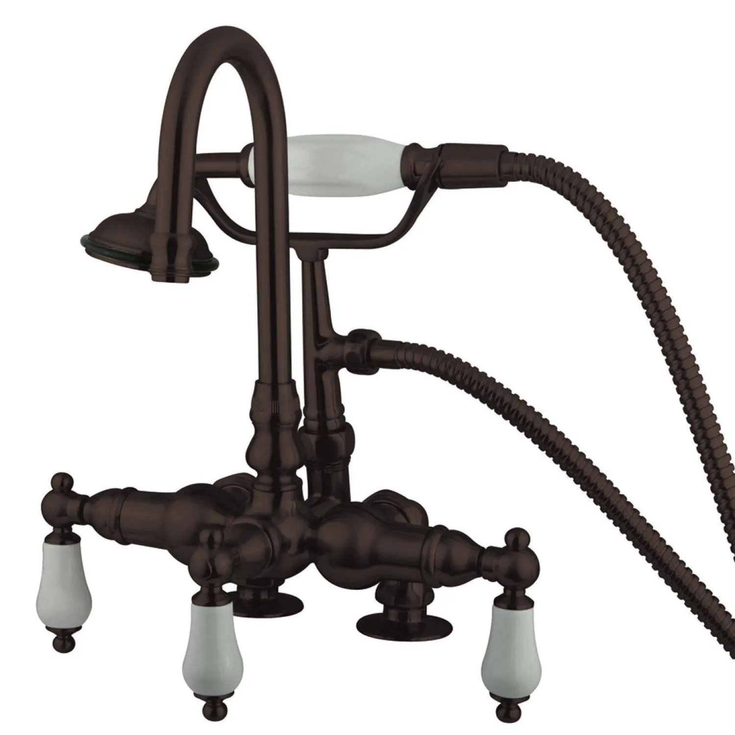 Best Vintage 3-3/8" Classic Clawfoot Deck Mount Tub Filler with Hand Shower Tub Faucets