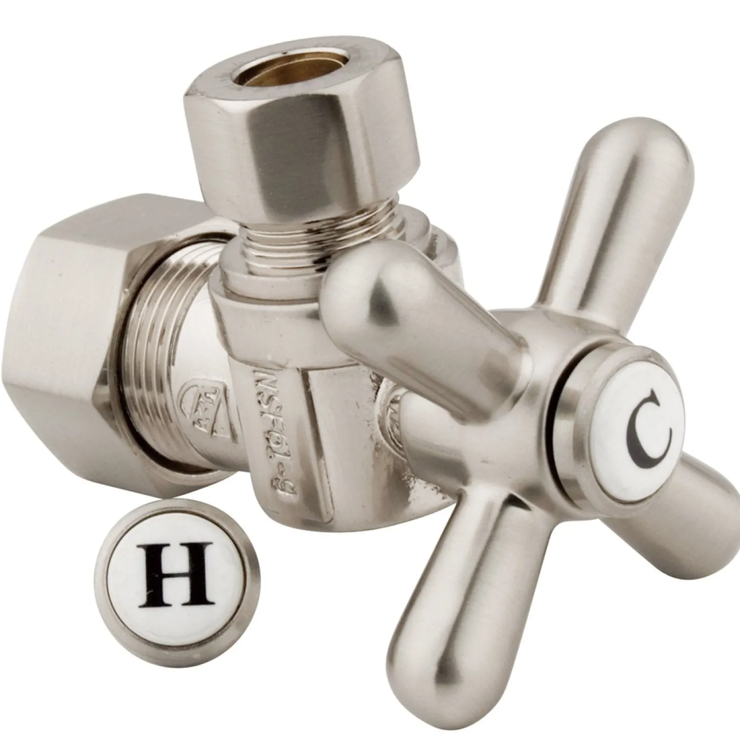 Sale Vintage Classic Angle Stop with 5/8" OD Compression x 3/8" OD Compression Toilet Parts