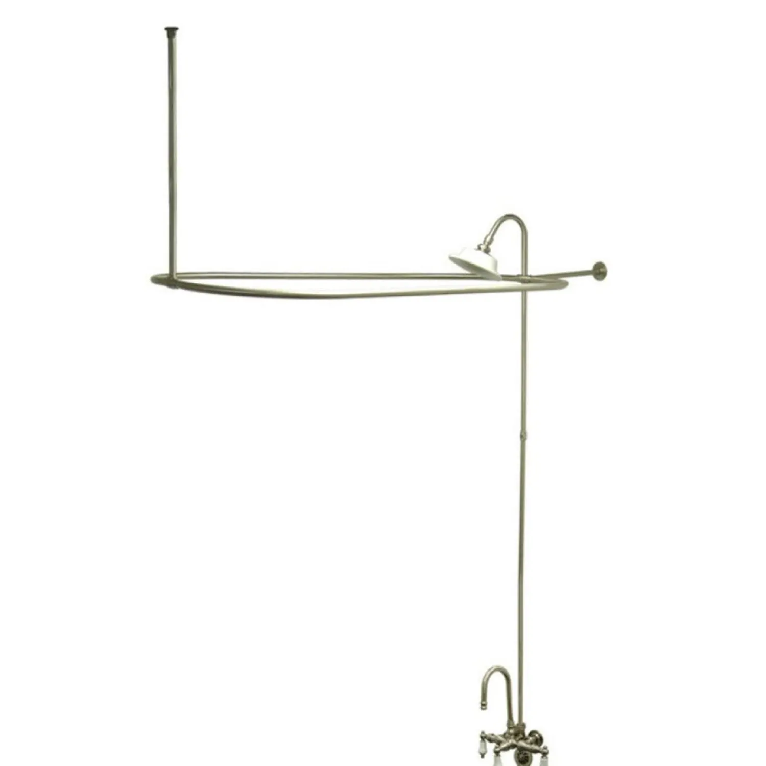 Vintage Clawfoot Tub Package with High Rise Goose Neck and 62" Shower Riser Tub & Shower Sets|Tub Faucets