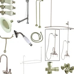 New Vintage Clawfoot Tub Package with High Rise Goose Neck Tub & Shower Sets|Tub Faucets
