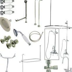 New Vintage Clawfoot Tub Package with High Rise Goose Neck Tub & Shower Sets|Tub Faucets
