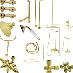 Vintage Clawfoot Tub Package with 22" Supply Lines and 62" Shower Riser Tub & Shower Sets|Tub Faucets