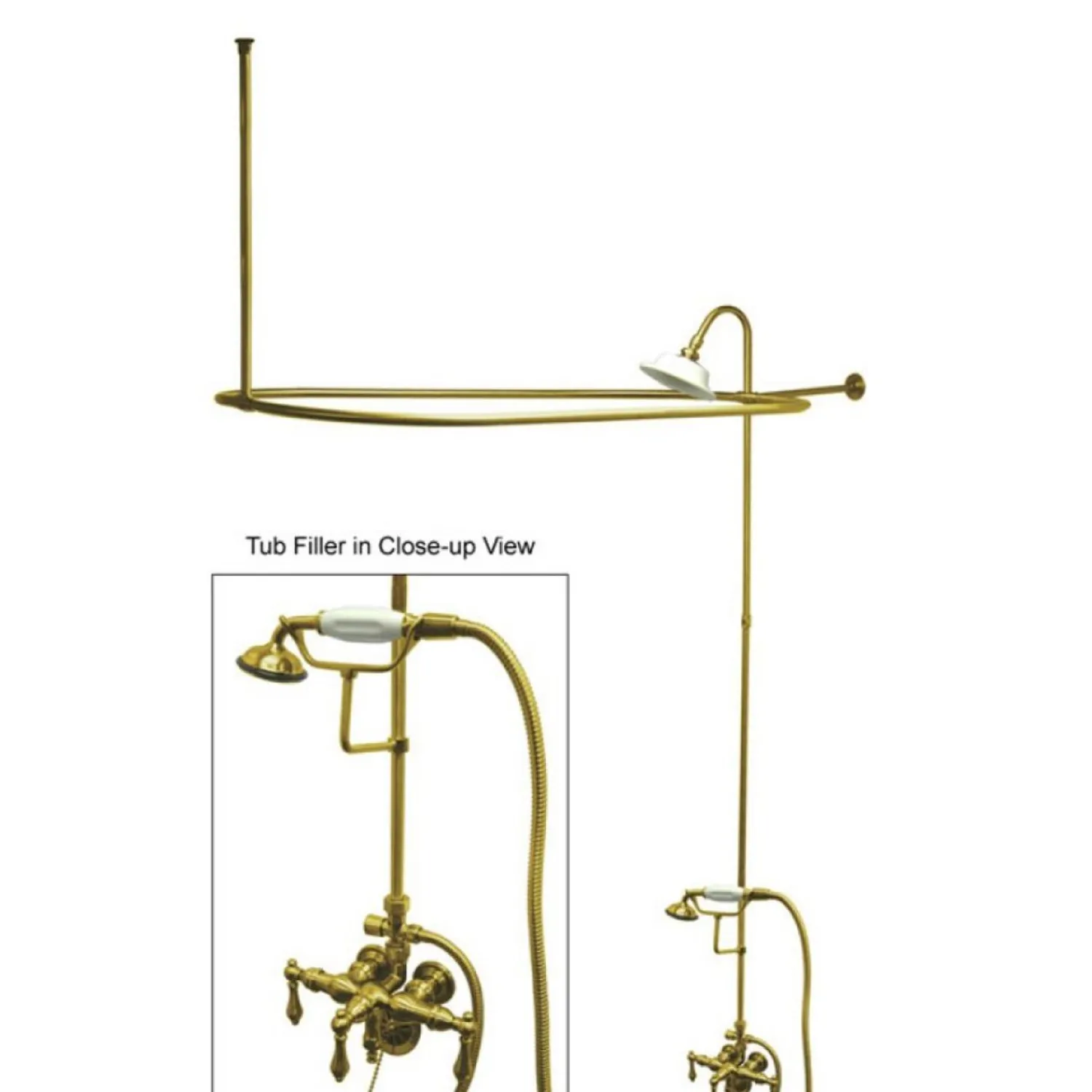 Vintage Clawfoot Tub Package with 22" Supply Lines and 62" Shower Riser Tub & Shower Sets|Tub Faucets
