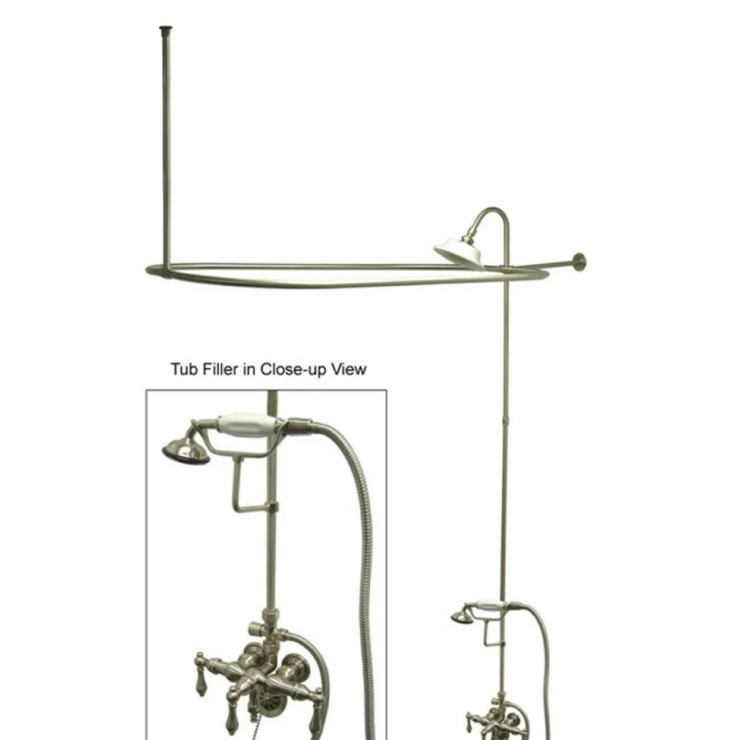 Vintage Clawfoot Tub Package with 22" Supply Lines and 62" Shower Riser Tub & Shower Sets|Tub Faucets