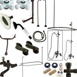Sale Vintage Clawfoot Tub Wall Mount Package with Porcelain Cross Handles Tub Faucets