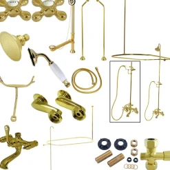 Online Vintage Clawfoot Tub Wall Mount Package with Metal Cross Handles Tub Faucets