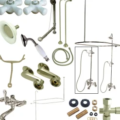 Sale Vintage Clawfoot Tub Package with Porcelain Cross Handles Tub & Shower Sets|Tub Faucets