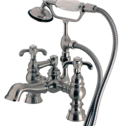 Clearance Vintage 7" Clawfoot Deck Mount Tub Filler with Hand Shower Tub Faucets