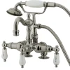 Clearance Vintage Deck Mount Clawfoot Tub Filler Faucet with 3-3/8" Spread Hand Shower and Tub Faucets
