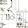 Best Vintage Deck Mount 7" Center Clawfoot Tub Fixture with Shower Riser Package Tub Faucets