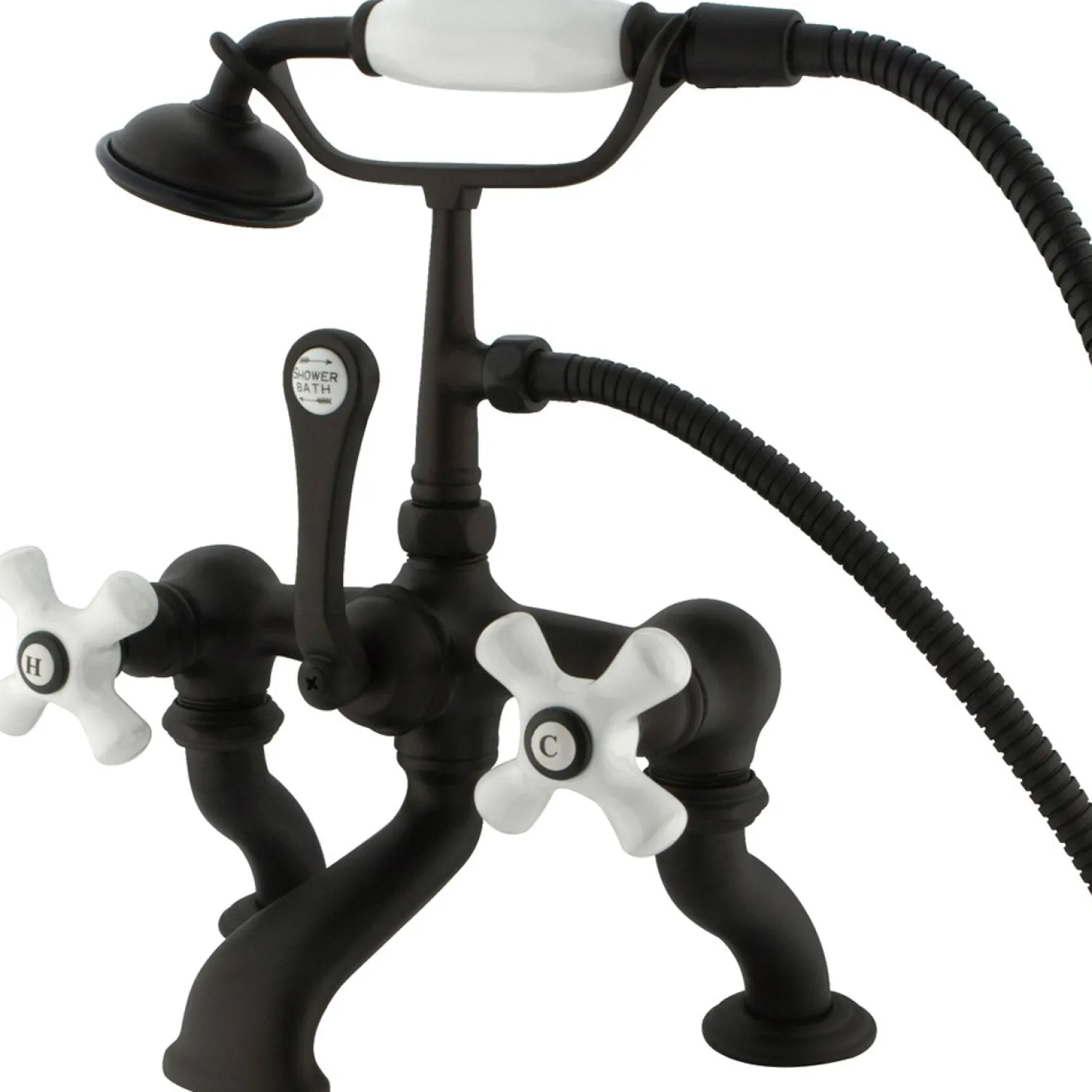 New Vintage Deck Mount Adjustable 3-3/8" - 10" Center Classic Clawfoot Tub Filler with Hand Shower Tub Faucets