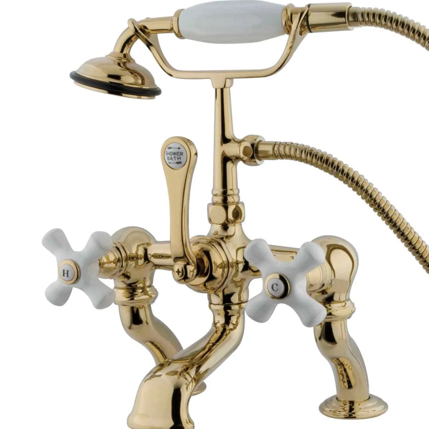 New Vintage Deck Mount Adjustable 3-3/8" - 10" Center Classic Clawfoot Tub Filler with Hand Shower Tub Faucets
