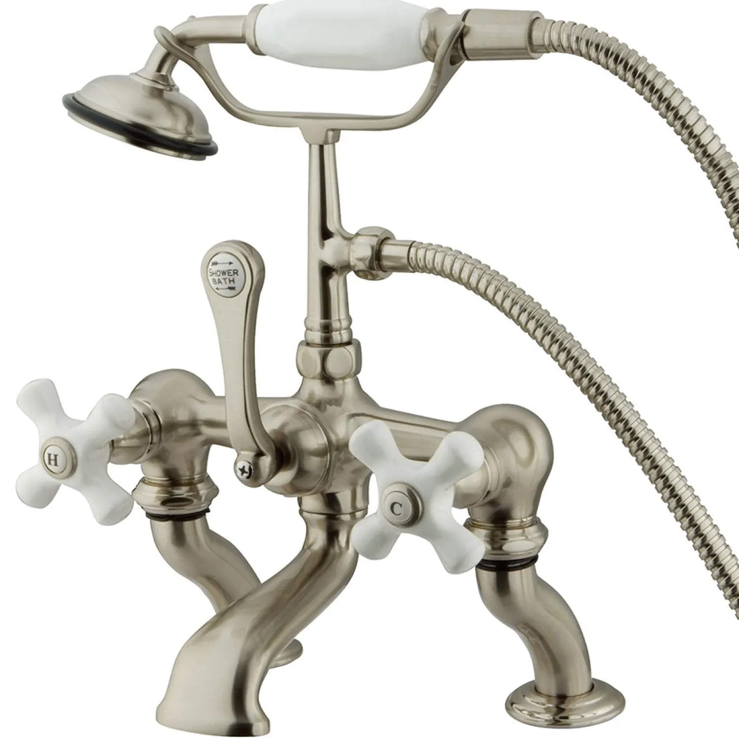New Vintage Deck Mount Adjustable 3-3/8" - 10" Center Classic Clawfoot Tub Filler with Hand Shower Tub Faucets