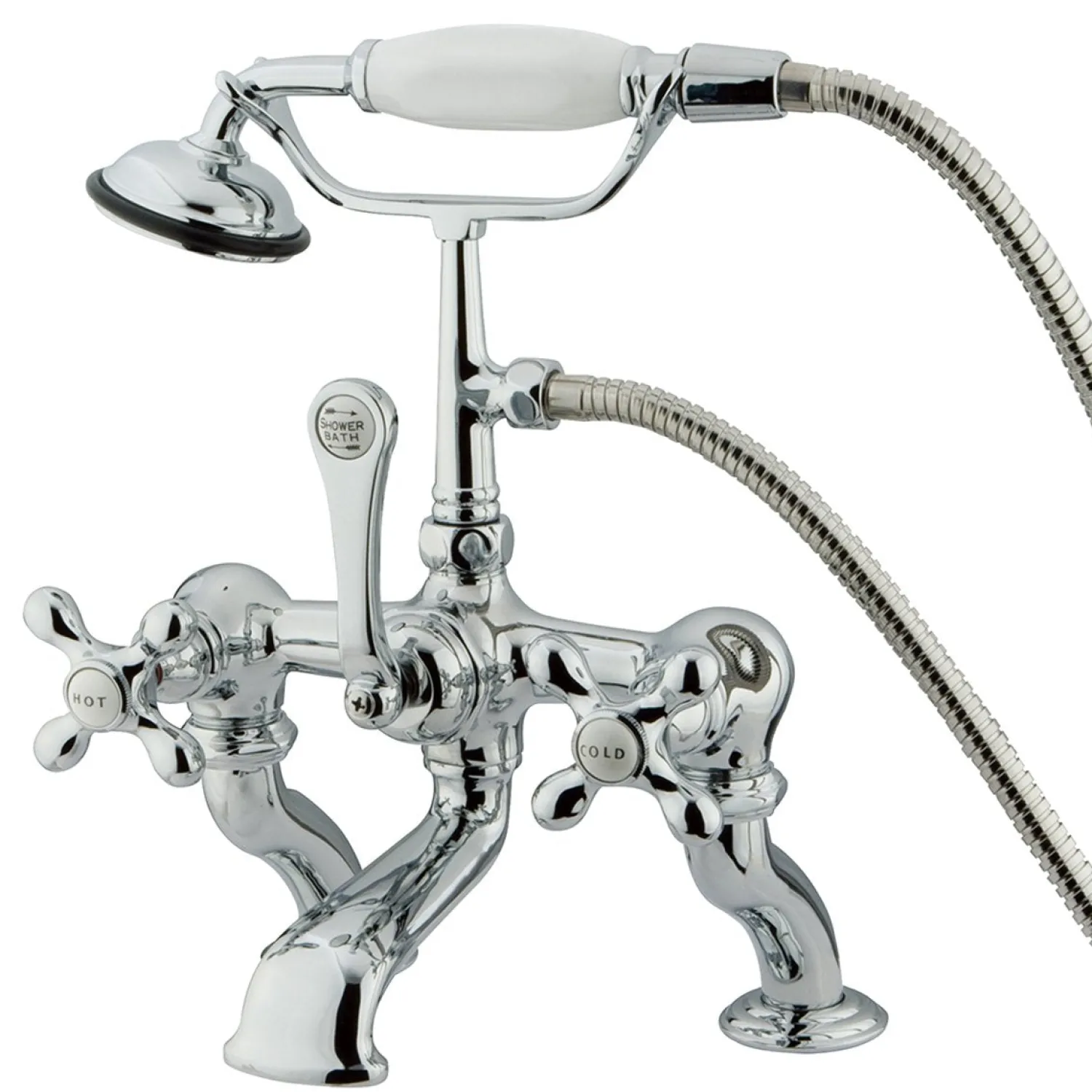 Best Vintage Deck Mount Adjustable 3-3/8" - 10" Center Clawfoot Tub Filler with Hand Shower Tub Faucets