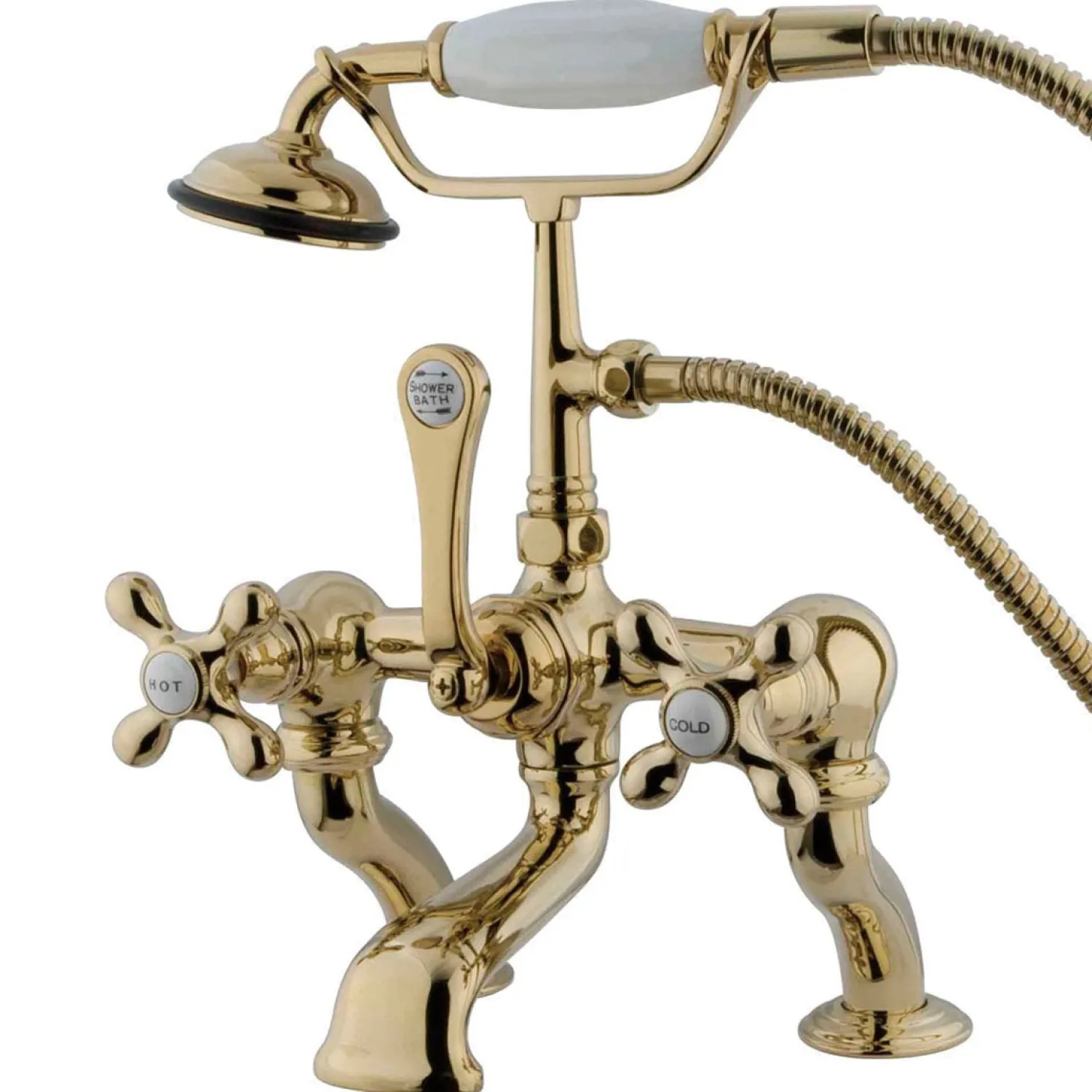 Best Vintage Deck Mount Adjustable 3-3/8" - 10" Center Clawfoot Tub Filler with Hand Shower Tub Faucets