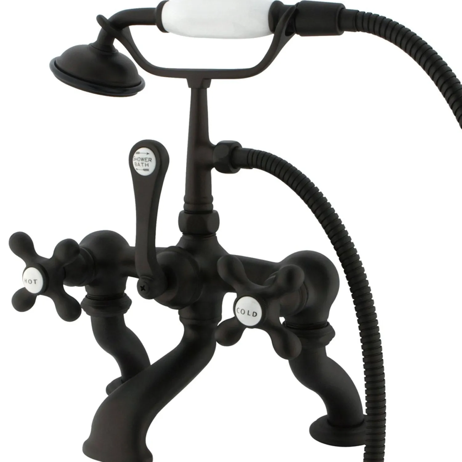 Best Vintage Deck Mount Adjustable 3-3/8" - 10" Center Clawfoot Tub Filler with Hand Shower Tub Faucets