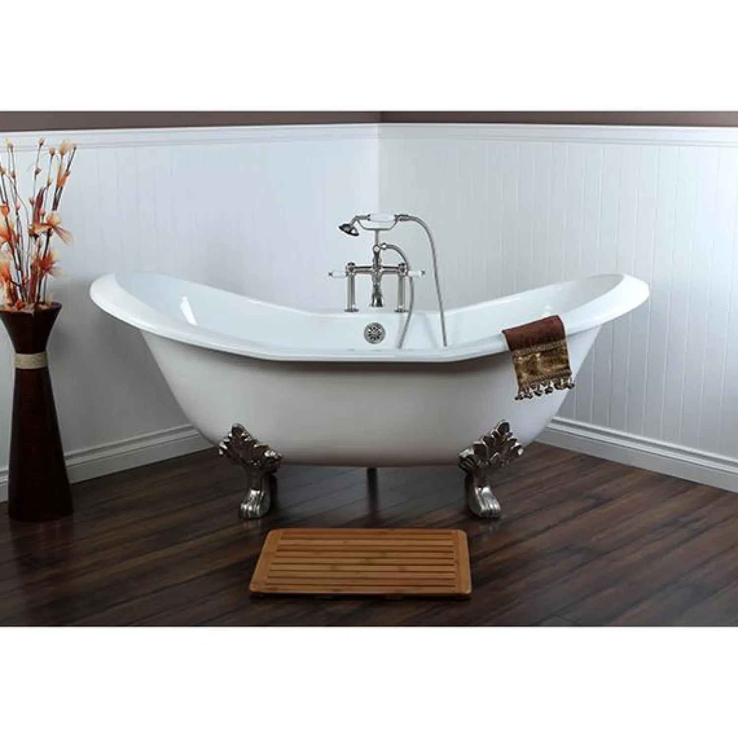 New Vintage 7" Deck Mount Clawfoot Tub Filler with Hand Shower Tub Faucets