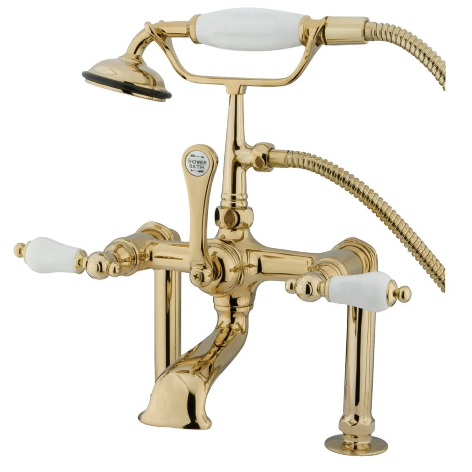 New Vintage 7" Deck Mount Clawfoot Tub Filler with Hand Shower Tub Faucets