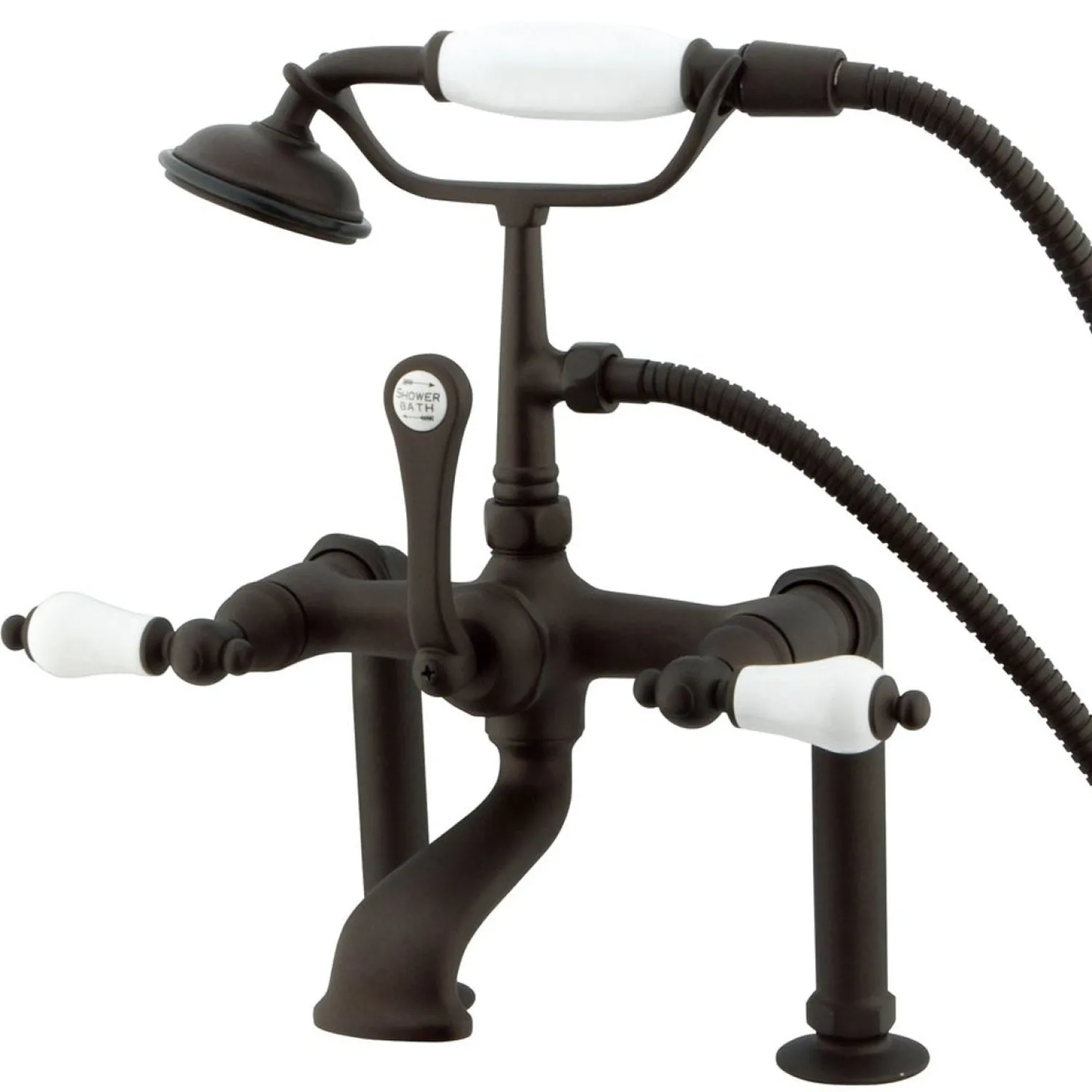 New Vintage 7" Deck Mount Clawfoot Tub Filler with Hand Shower Tub Faucets