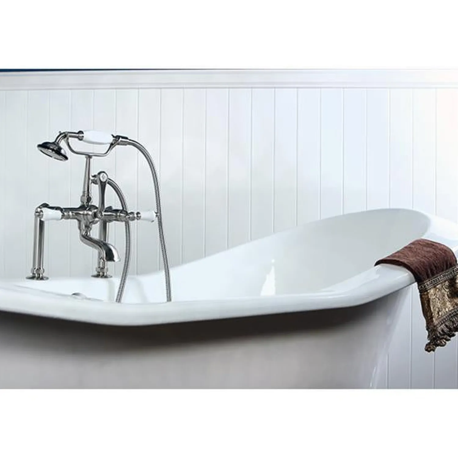 New Vintage 7" Deck Mount Clawfoot Tub Filler with Hand Shower Tub Faucets