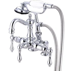 Discount Vintage 3-3/8" Deck Mount Clawfoot Tub Filler with Hand Shower Tub Faucets