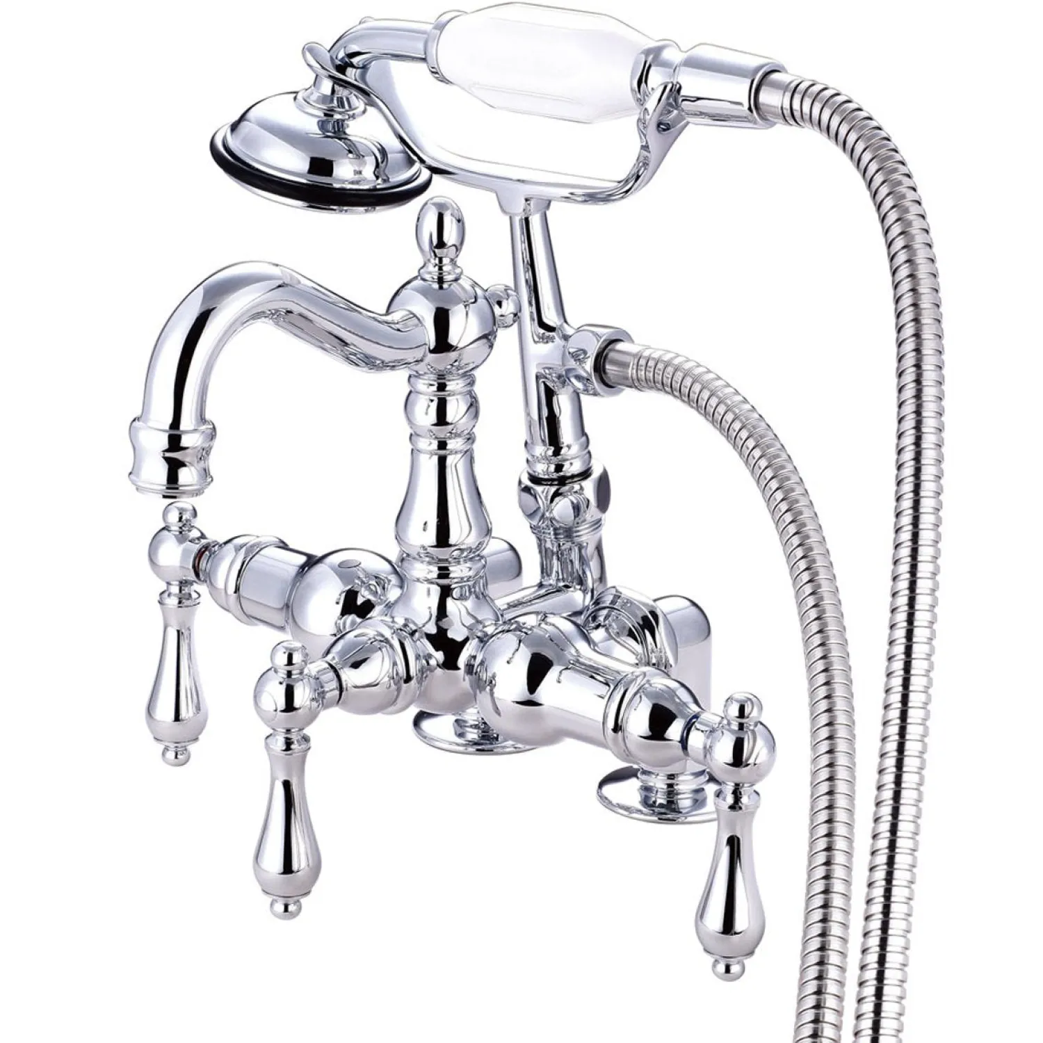 Discount Vintage 3-3/8" Deck Mount Clawfoot Tub Filler with Hand Shower Tub Faucets