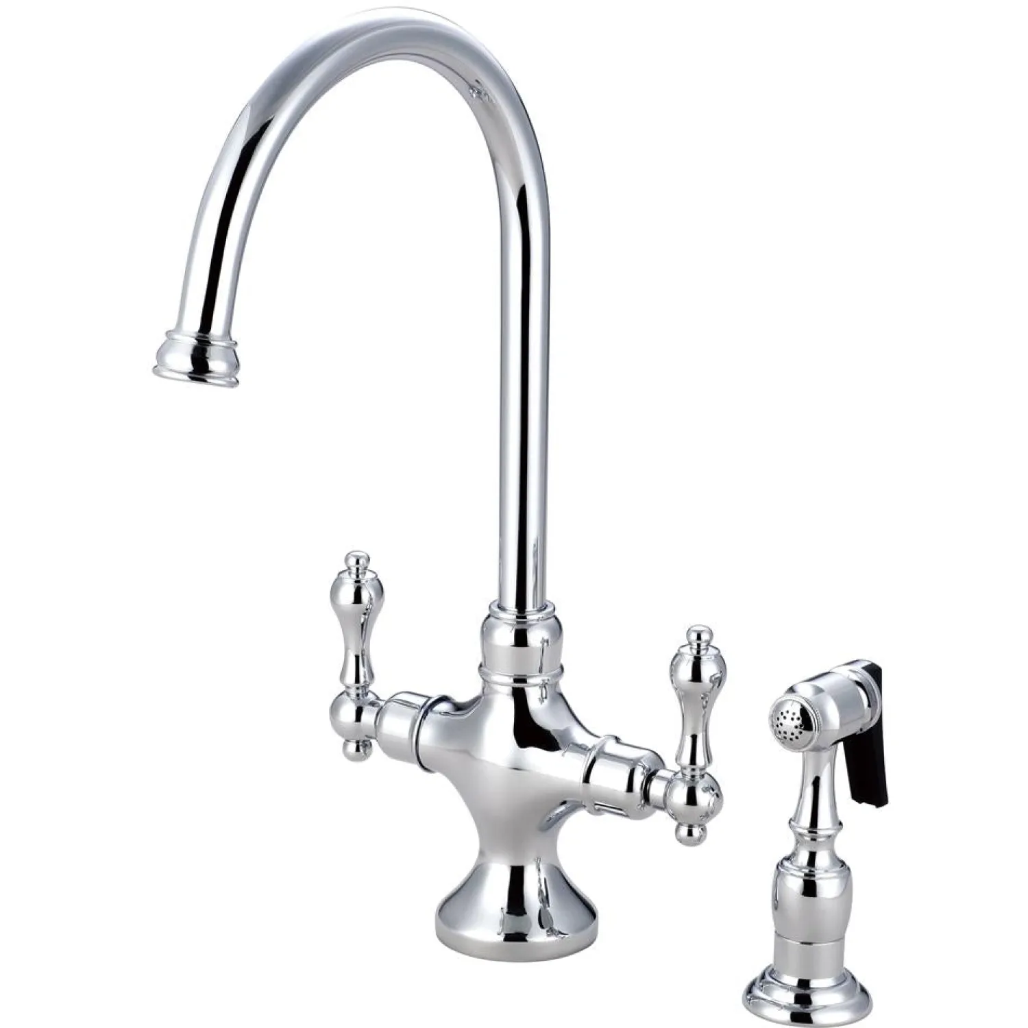New Vintage Double Handle Kitchen Faucet with Brass Side Sprayer Single Hole