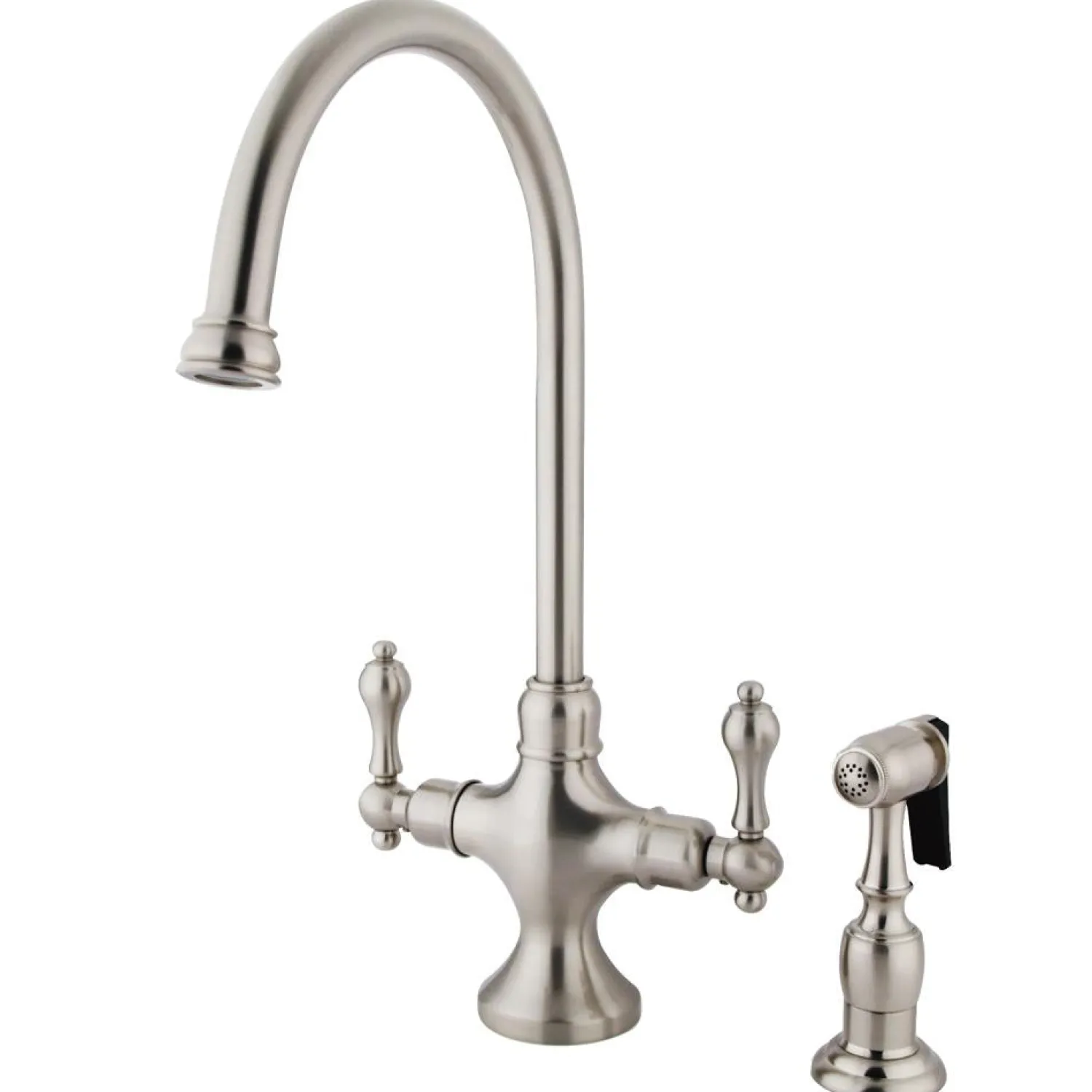 New Vintage Double Handle Kitchen Faucet with Brass Side Sprayer Single Hole