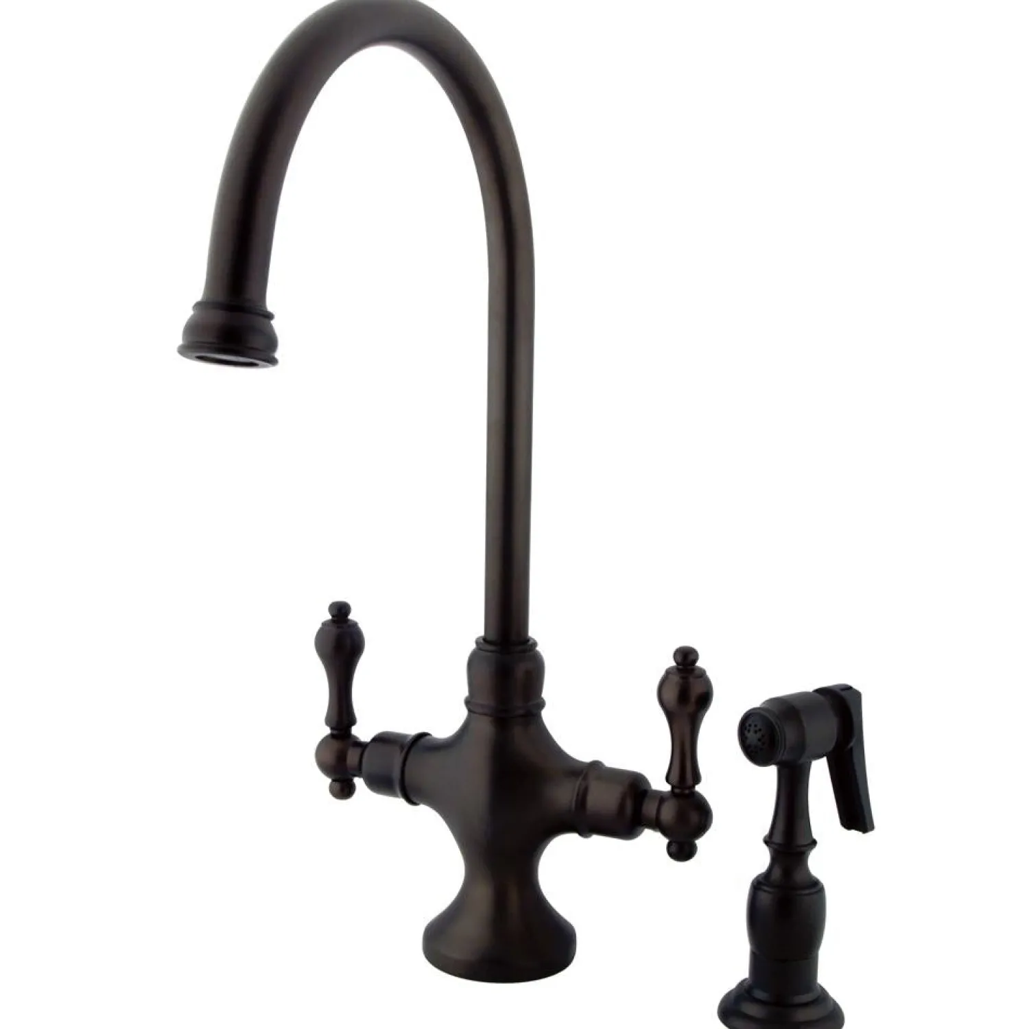 New Vintage Double Handle Kitchen Faucet with Brass Side Sprayer Single Hole
