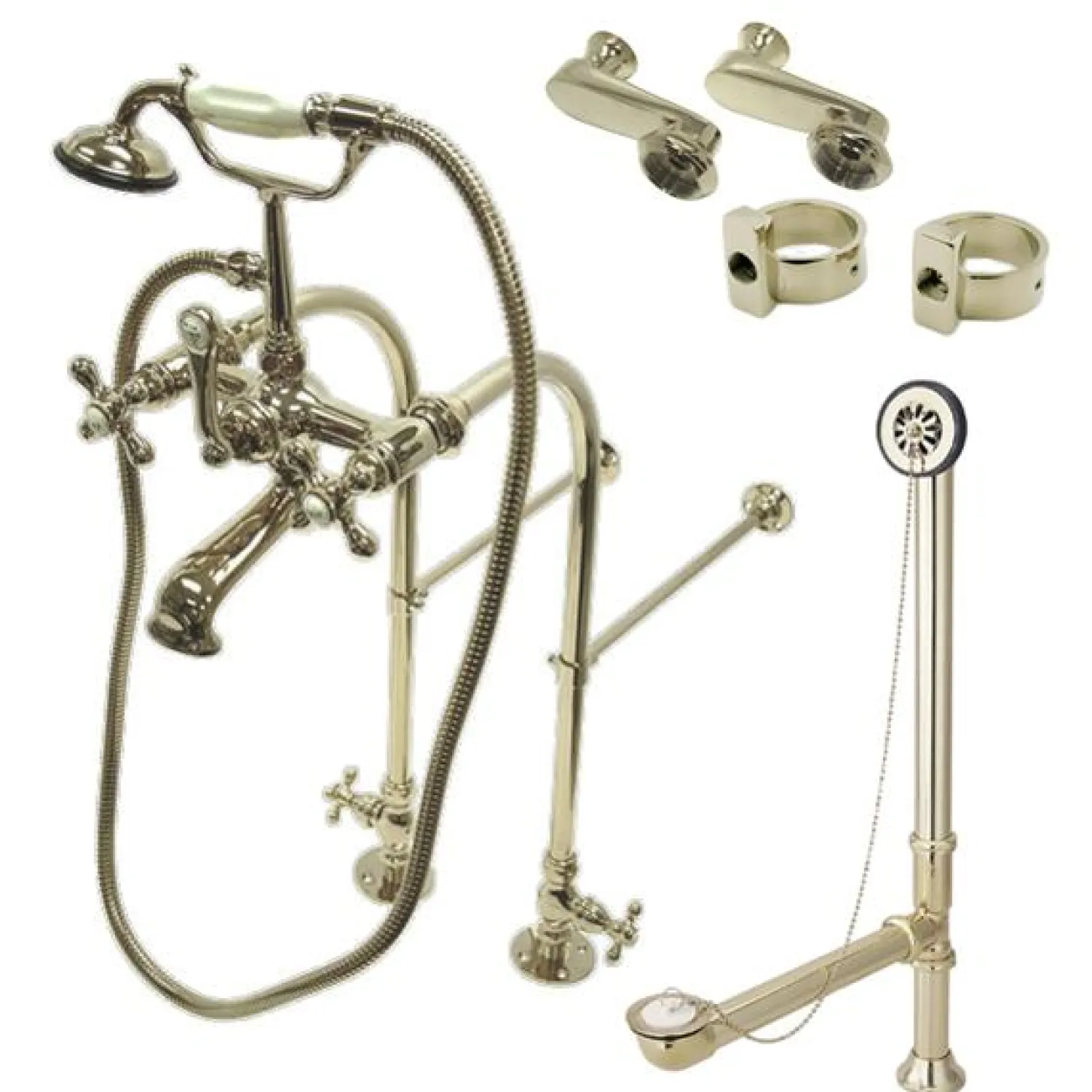 New Vintage Freestanding Clawfoot Tub Faucet Package with Metal Cross Handles Tub Faucets