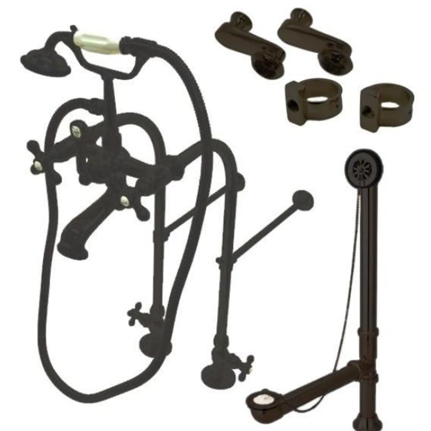 New Vintage Freestanding Clawfoot Tub Faucet Package with Metal Cross Handles Tub Faucets