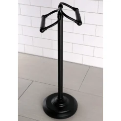 Outlet Vintage Freestanding Double Roll Toilet Paper Holder in Matte Black Toilet Paper Holders