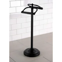 Outlet Vintage Freestanding Double Roll Toilet Paper Holder in Matte Black Toilet Paper Holders