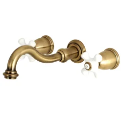 Clearance Vintage 2-Handle Wall Mount 3-Hole Bathroom Faucet Wall Mount