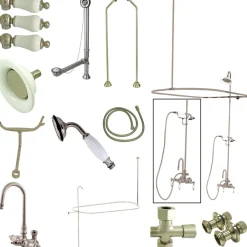 New Vintage High Rise Gooseneck Clawfoot Tub and Shower Package with Lever Handles Tub & Shower Sets|Tub Faucets