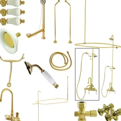 New Vintage High Rise Gooseneck Clawfoot Tub and Shower Package with Lever Handles Tub & Shower Sets|Tub Faucets